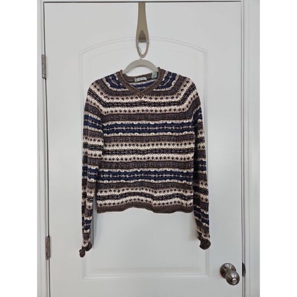 VTG Marsh Landing Sweater Medium‎ Geometric Fair Isle Nordic Cotton Ramie GUC - Picture 4 of 10